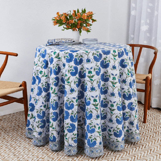 Janvi Round Tablecloth - Blue
